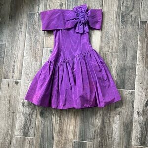 Jessica McClintock Purple Off-Shoulder Dress